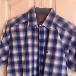 Panhandle Slim Blue Plaid Short-Sleeve Button-Down Shirt